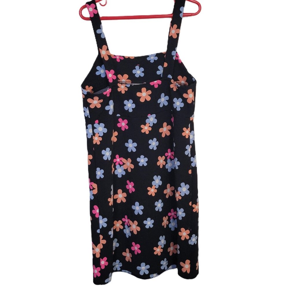 Jenna & Jessie Black Floral Pique Mini Dress Girls 10 Stretch - Picture 3 of 11